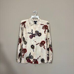 Studio 3000 Floral Satin Silk Blouse - Size XL